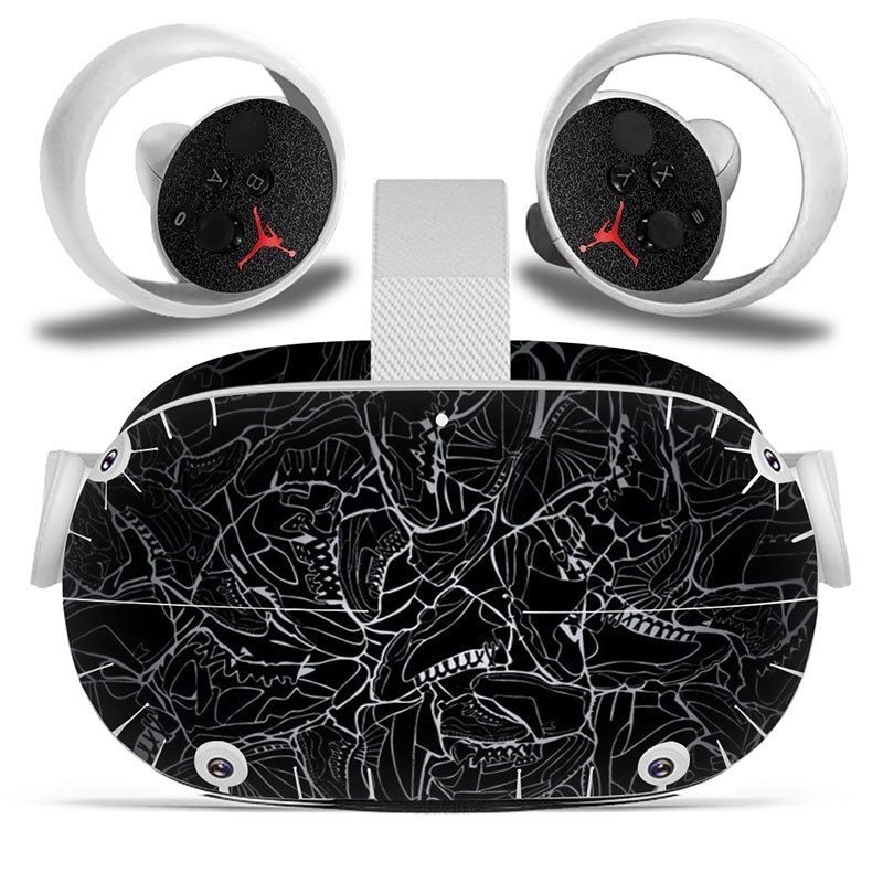 Amify Vinyl Skin Sticker for Oculus Quest 2 VR Headset Controller PVC Decals Cute Cartoon Wrap Cover for Oculus Quest 2 Accessories