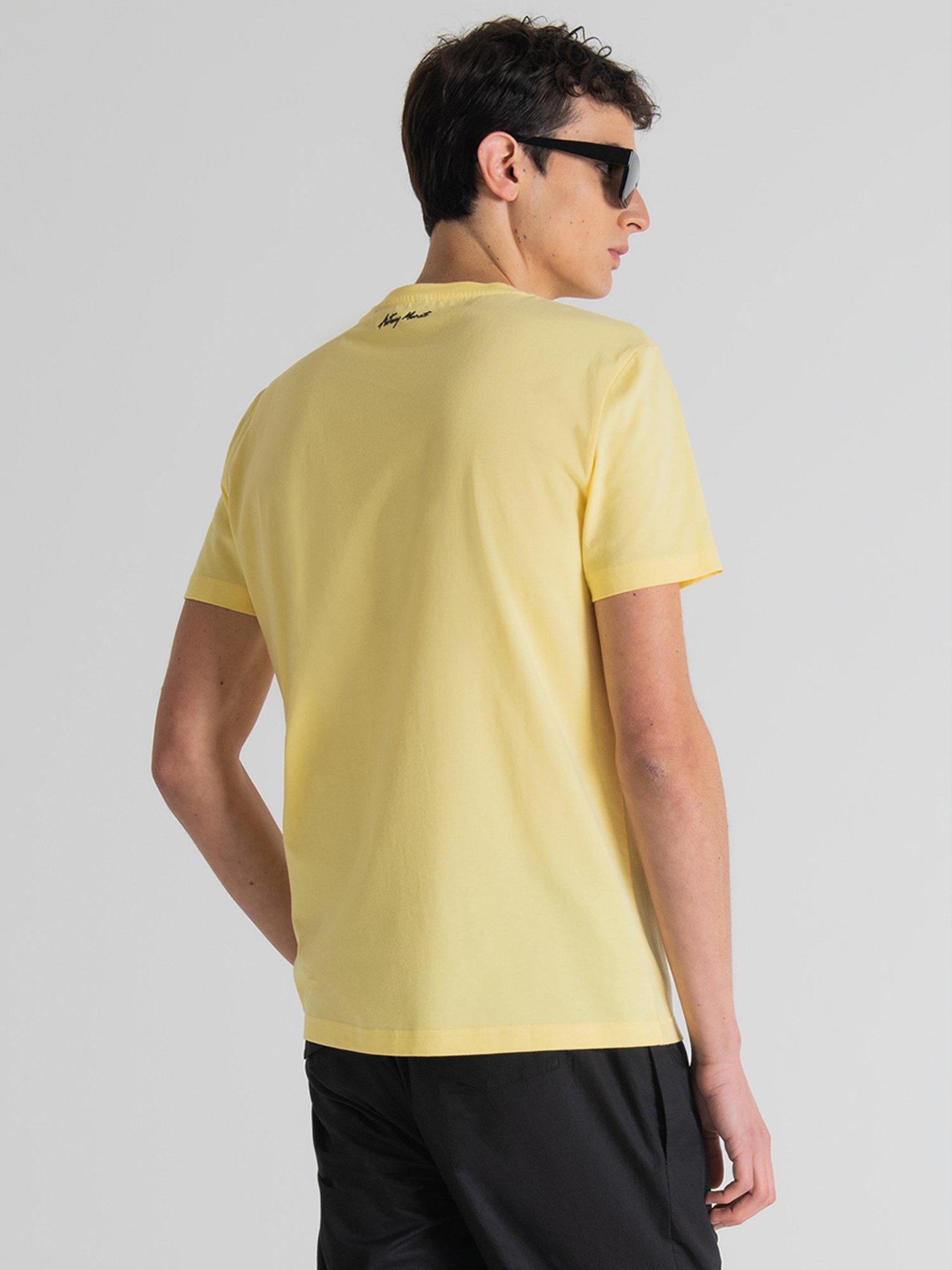Antony Morato Yellow Printed Round Neck T-Shirt