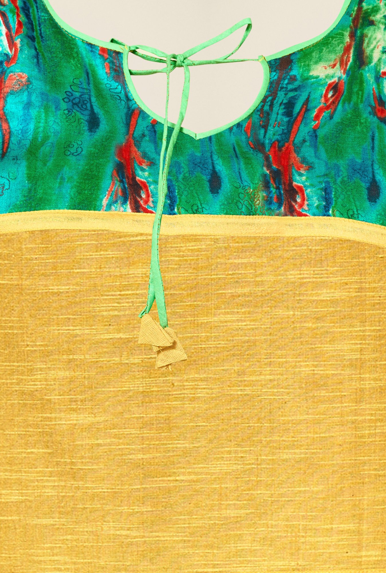 Saree Mall Yellow & Green Textured Cotton Dress Material