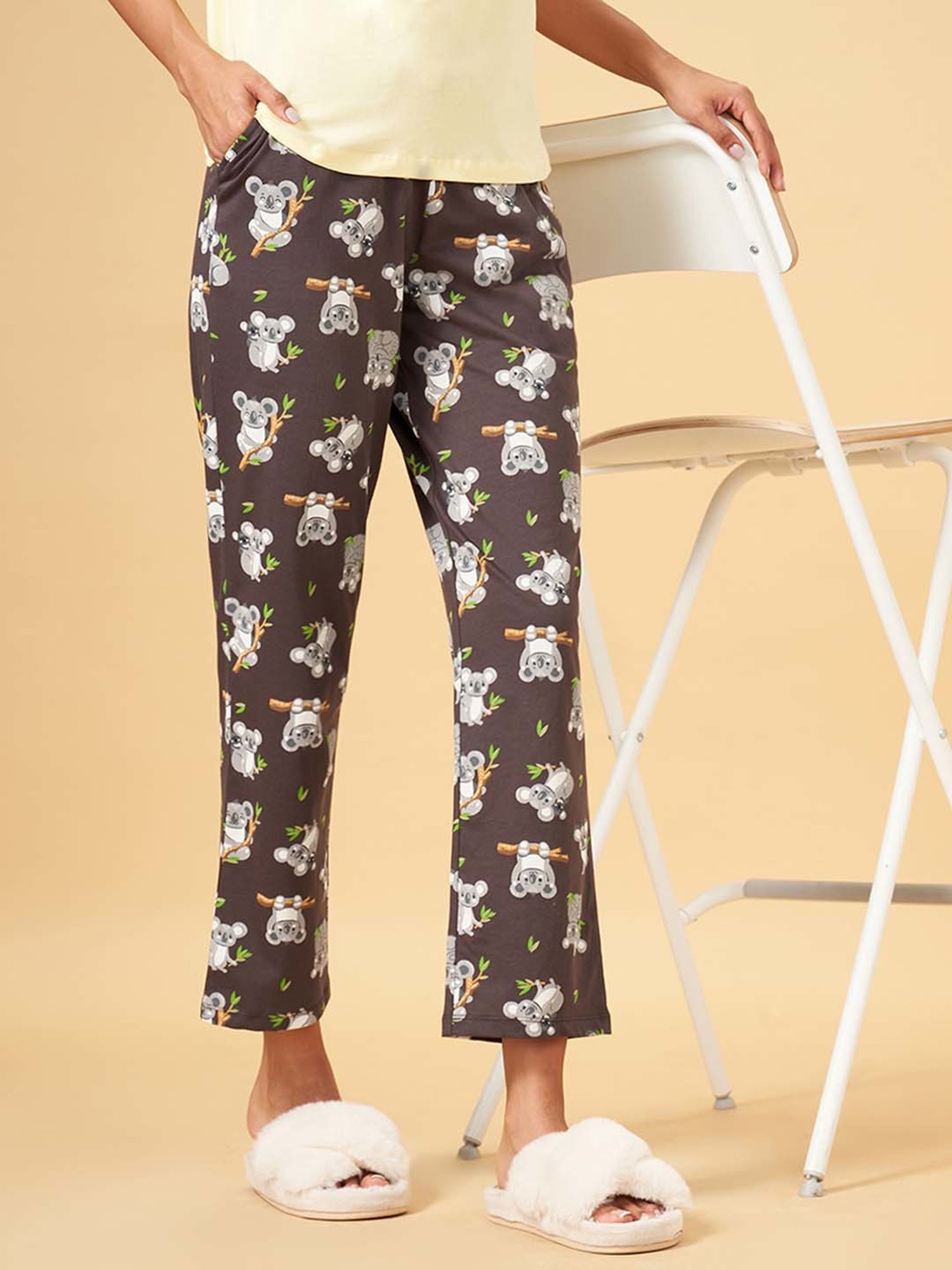 Dreamz by Pantaloons Grey Cotton Printed Pyjamas