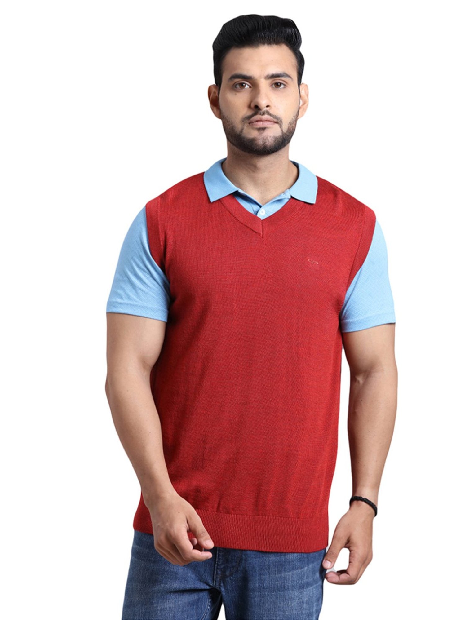 ColorPlus Red Regular Fit Sweater