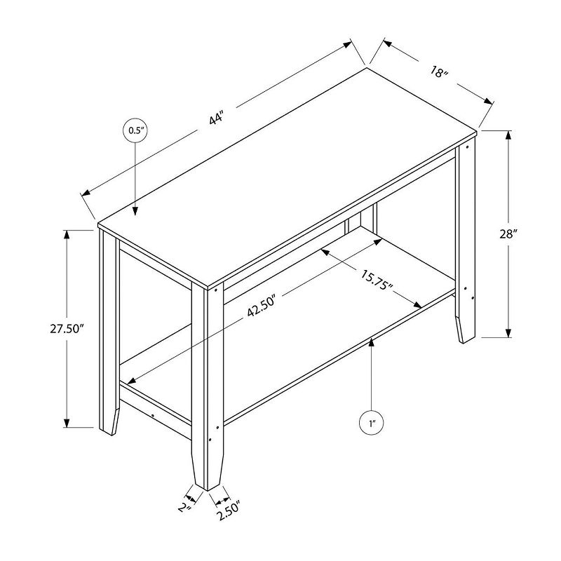 Monarch Specialties Contemporary Accent Rectangular Side End Table, Dark Taupe