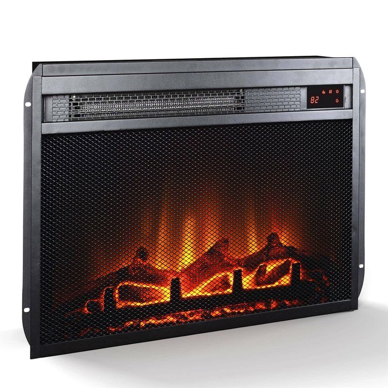 23"x14" Electric Fireplace Insert with Mesh Front Black - Room & Joy