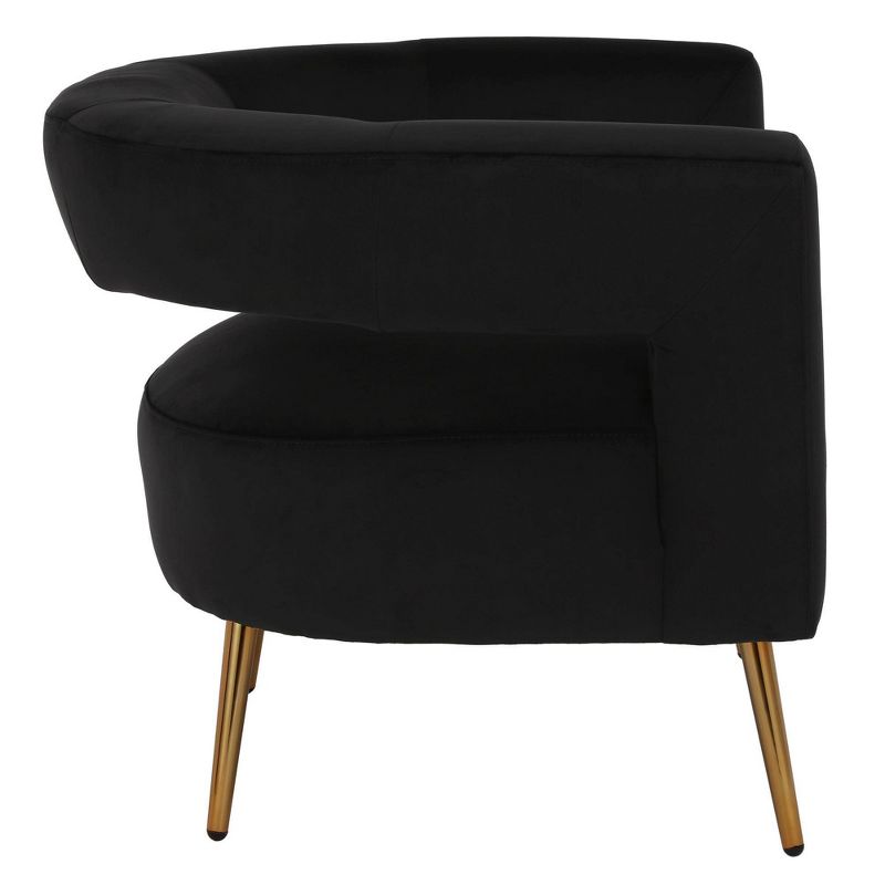 Taylor Accent Chair with Brass Golden Legs Velvet Black - CosmoLiving by Cosmopolitan