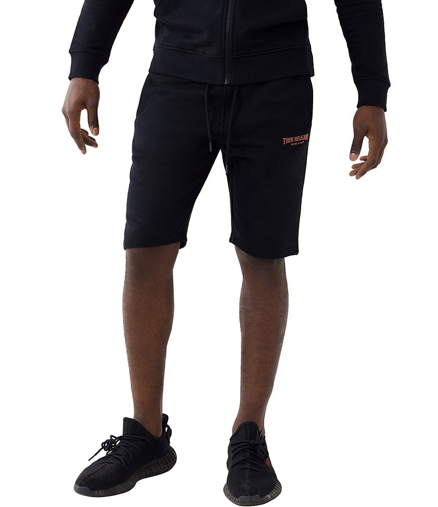 True Religion Elastic-Waist Arched Logo Graphic 11#double; Inseam Knit Shorts