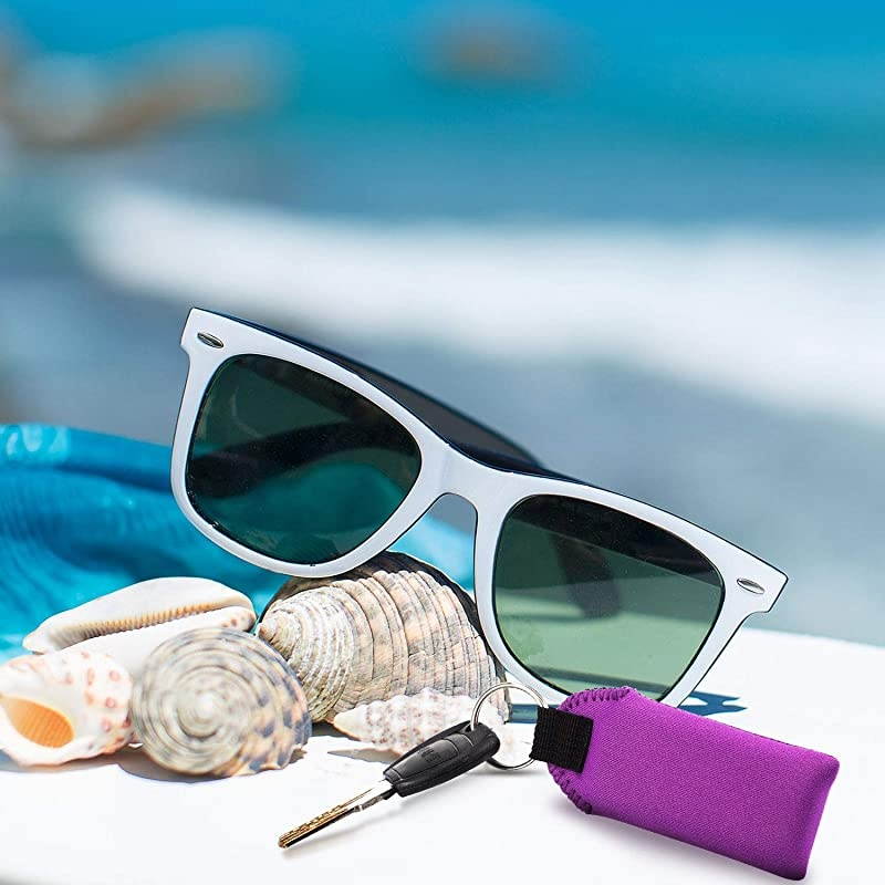 Neoprene Boat Keychain 3 Pack Key Chain and Lanyard Floatable Foam Key Fob for Water Sports Turquoise Purple Orange Black