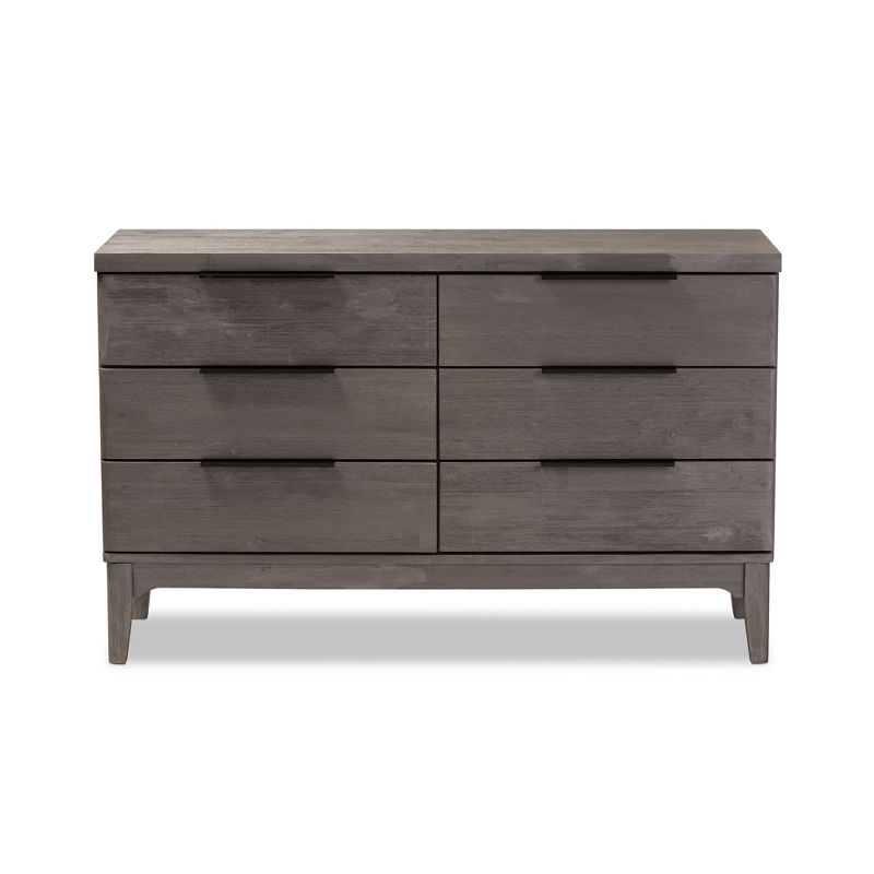 Nash Rustic Platinum Wood Finish 6 Drawer Dresser Gray - Baxton Studio