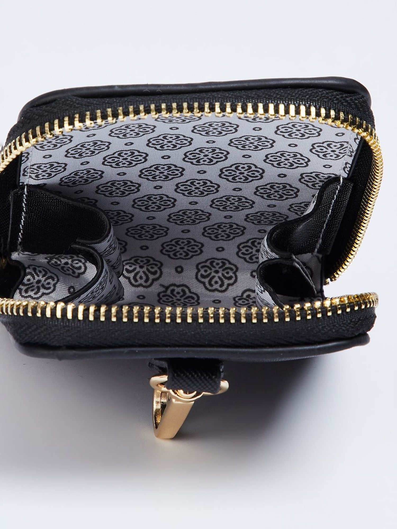 Code by Lifestyle Black Textured Shoulder Handbag with Pouch