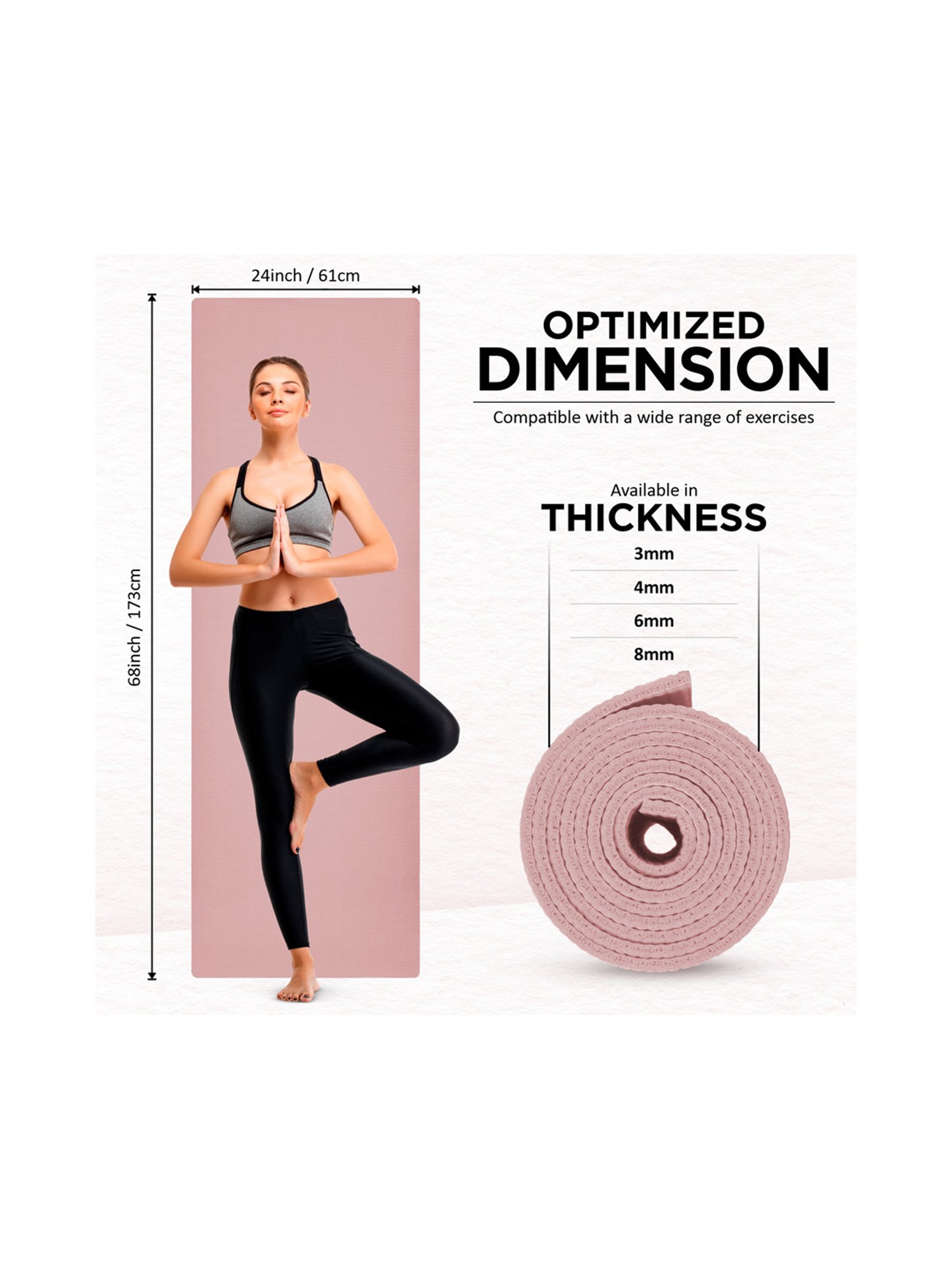 Vector X Non-Toxic Phthalate Free Yoga Matt (Pink) Size - 6MM