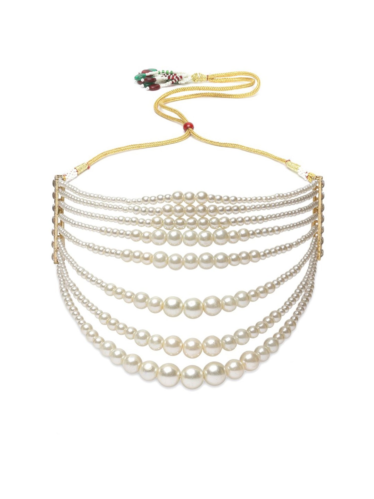 Karatcart Pearl Multilayer Beaded Choker Necklace Set for Women
