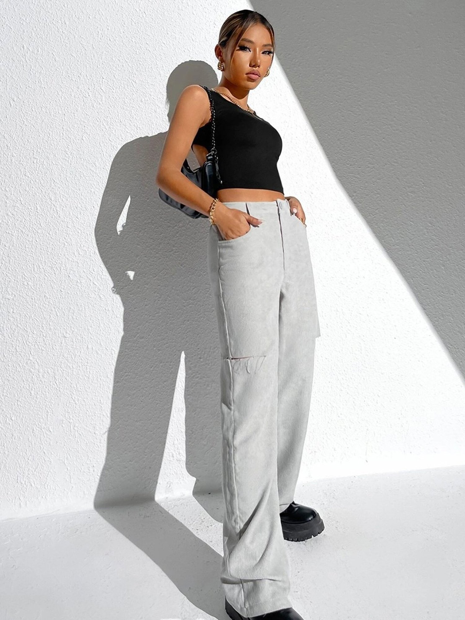 SELVIA Black Regular Fit Crop Top