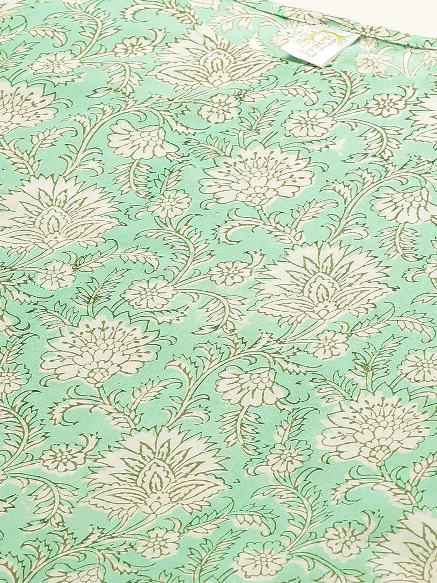 Prakrti Green Cotton Printed Kaftan