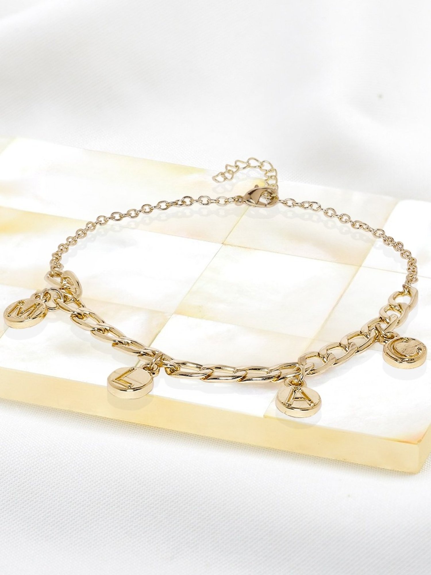 OOMPH Gold-Tone "CALM" Charm Fashion Stylish Latest Anklet for Women