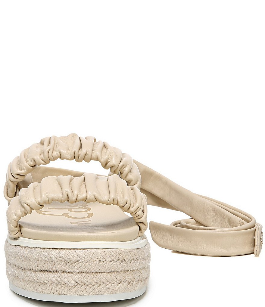 Sam Edelman Kerin Ruched Leather Espadrille Platform Sandals
