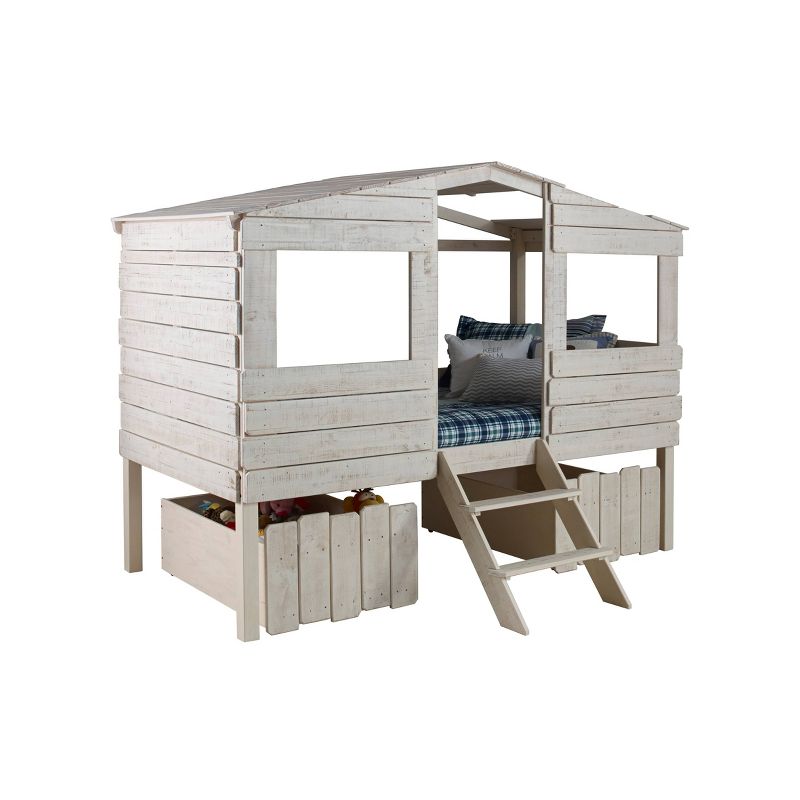 Twin Tree House Loft with Drawers Rustic Sand - Donco Kids