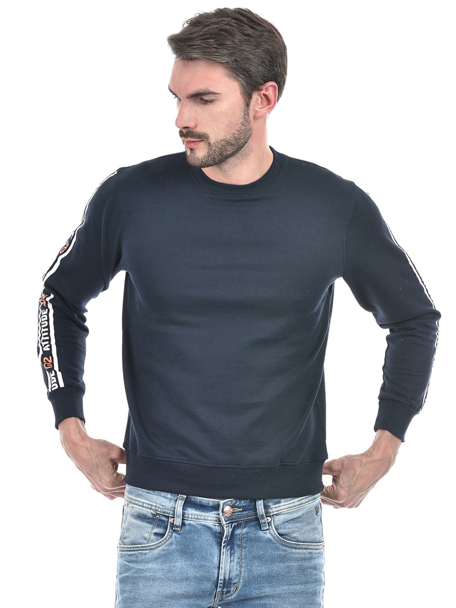 Integriti Dark Navy Regular Fit Printed Sweatshirt