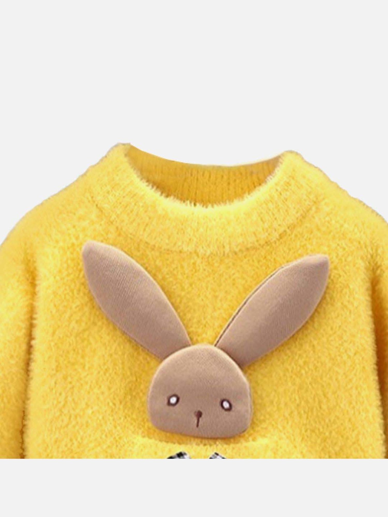 Little Surprise Box 3D Bunny Yellow Applique Full Sleeves Sweater
