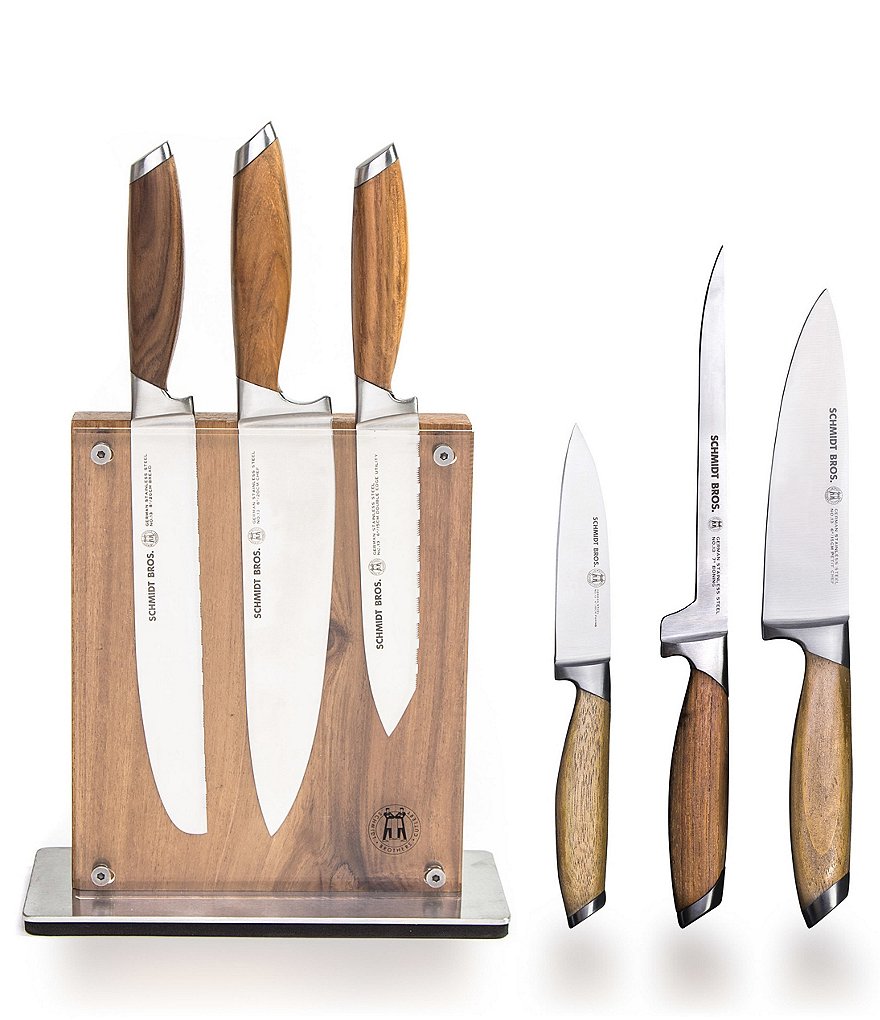 Schmidt Brothers Cutlery Bonded Teak 7-Piece Knife Block Set