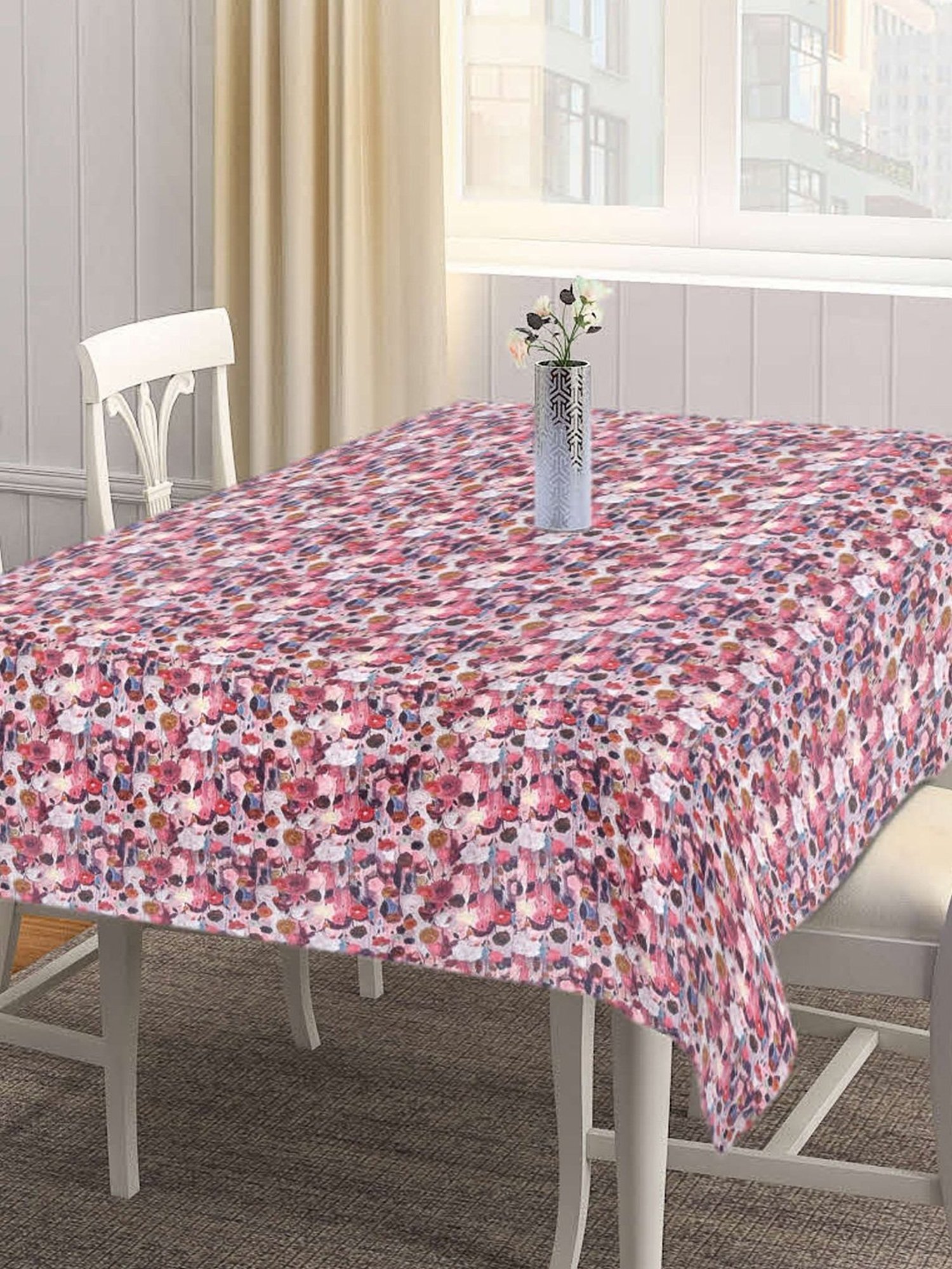 Klotthe Printed Multicolor 300 TC Cotton Rectangle 6-Seater Table Cover