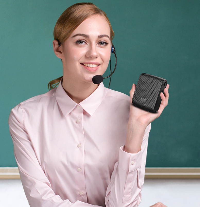 5W Voice Amplifier Portable Mini with Sound-amplifying, Music Playing, Wired Microphone Headset, and Waistband, 2000mAh Battery, for Classroom, Meetings and Outdoors, Teachers, Tour Guide Black 308