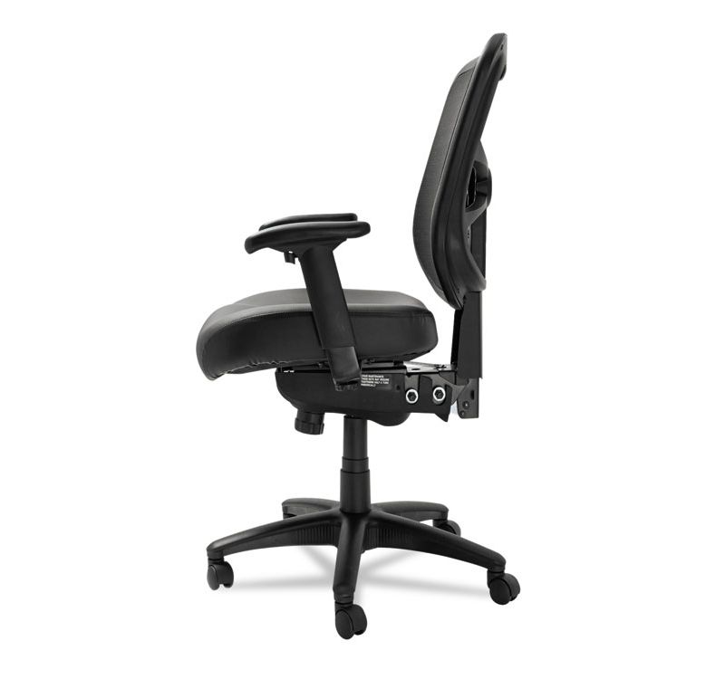 Alera Elusion Series Mesh Mid-Back Multifunction Chair, Black Leather EL4215