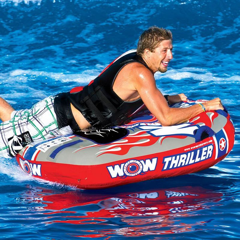 WOW Watersports 11-1060 1 Person Double Webbing Thriller Water Towable Tube, Red