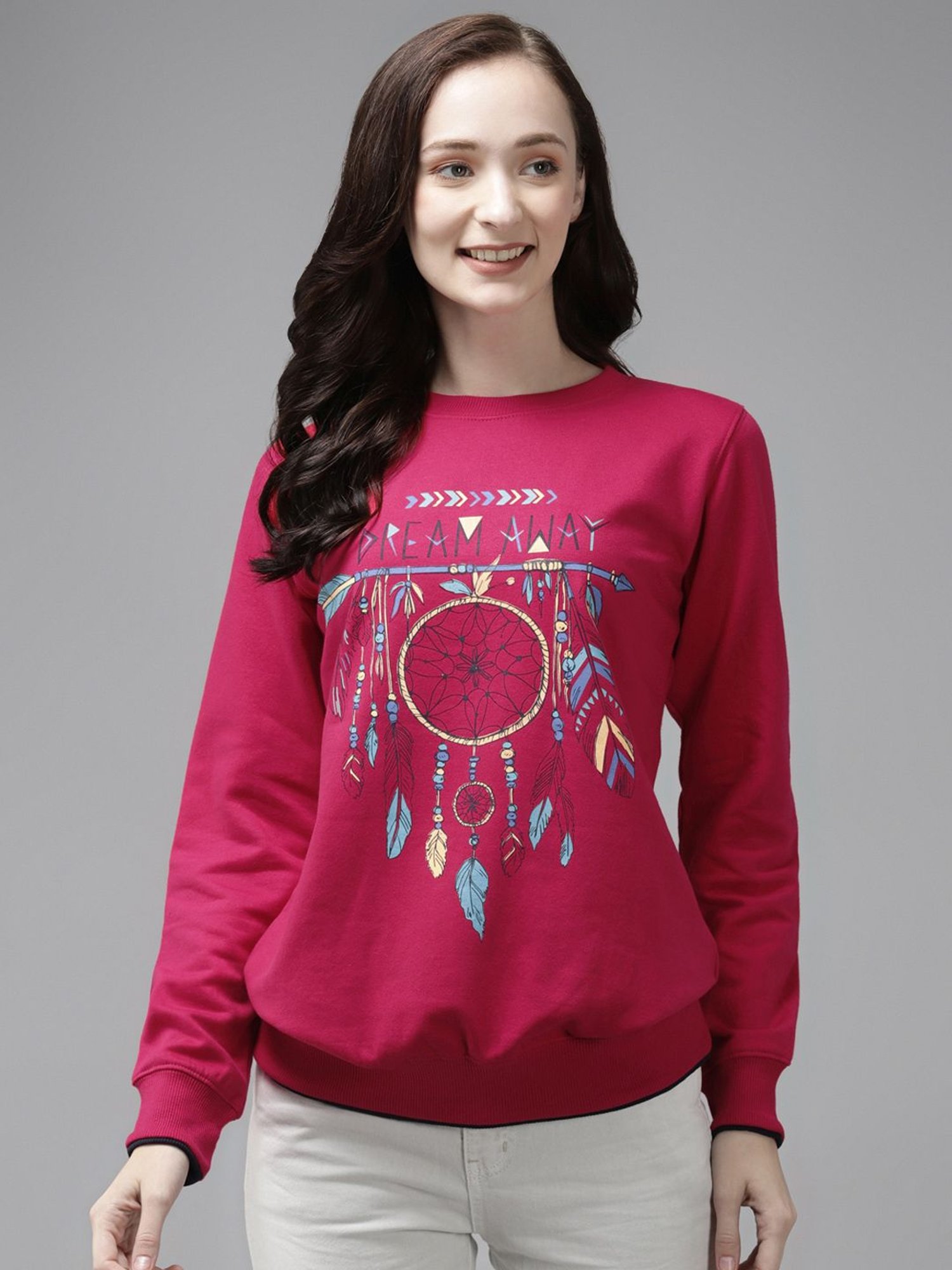 Cayman Pink Cotton Printed Sweatshirt