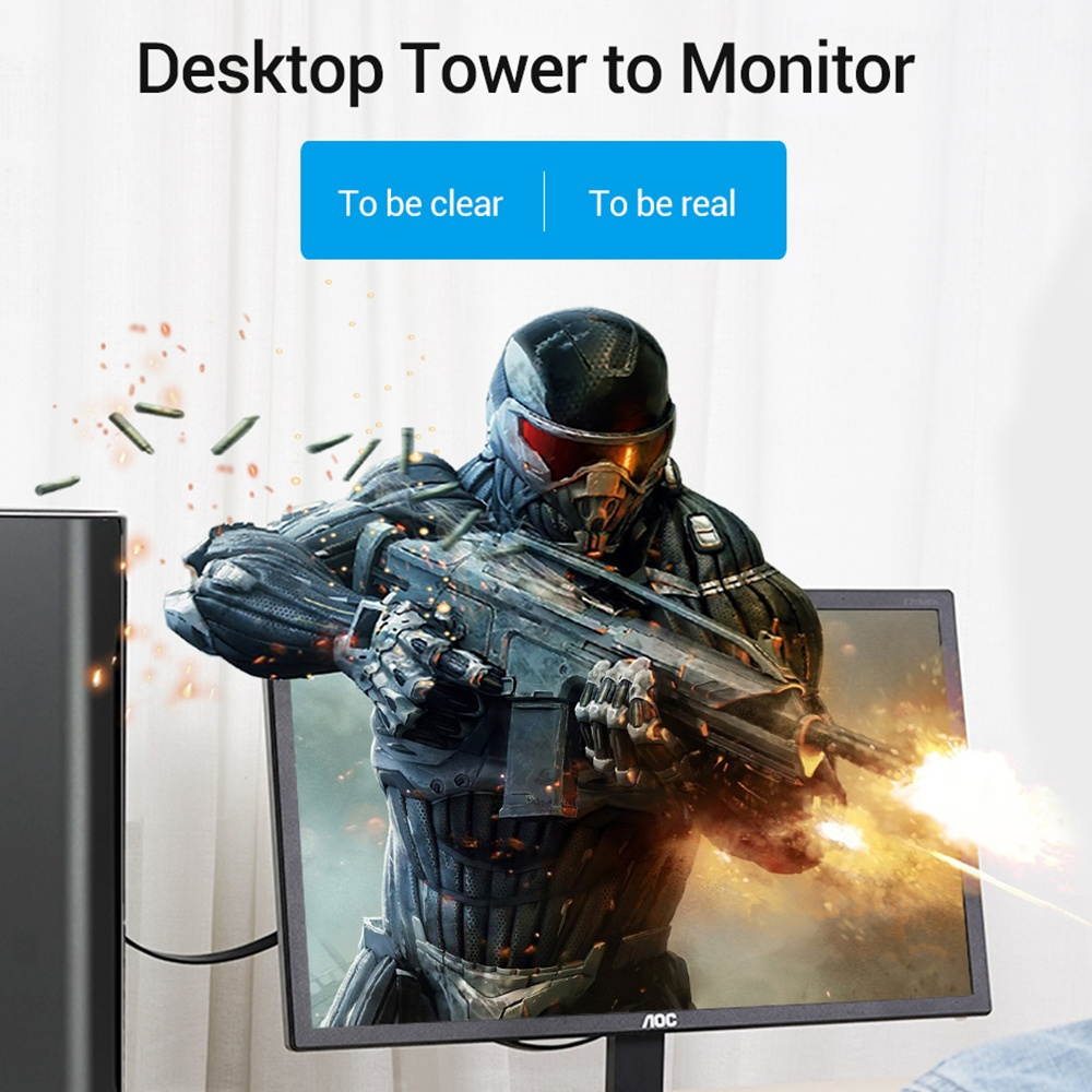 Vention DAIBJ VGA Cable 3+6 Male to Male Flat Cable 1080P High HDTV Video Adapter for Projector Monitor Computer Cable 5m