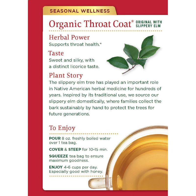 Traditional Medicinals Organic Throat Coat Herbal Dietary Supplement Herbal Tea - 16ct