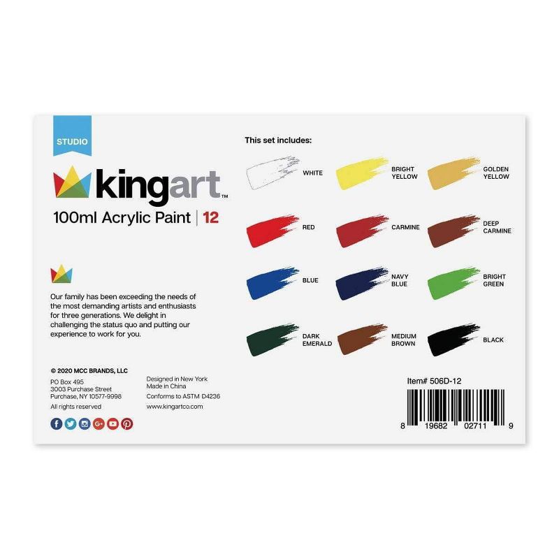 12pc Acrylic Paint Set - Kingart