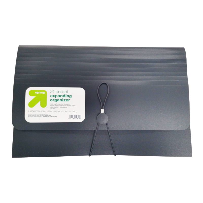 24 Pocket Expanding File Folder Organizer Legal Size Black - up & up™