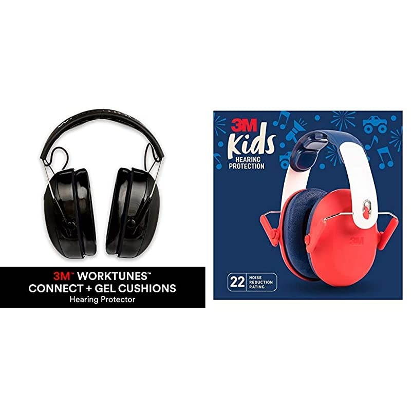 WorkTunes Connect + Gel Cushion Hearing Protection amp  Kids Hearing Protection Red