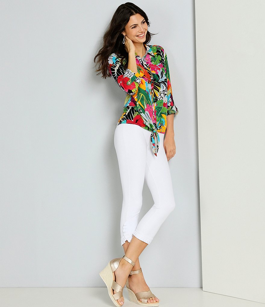 Slim Factor By Investments Ponte Ruffle Hem Capri