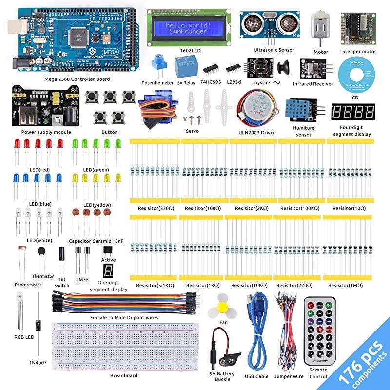 Mega 2560 R3 Project Super Starter Kit with Mega 2560 Board Compatible with Arduino Mega 2560 R3 Mega328 Nano,25 Tutorials Included