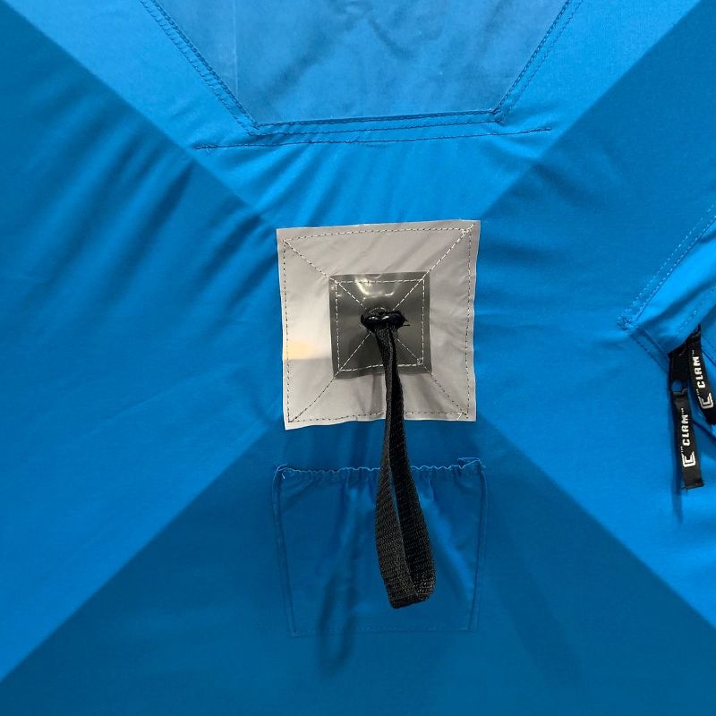 CLAM 14476 C-560 3-4 Person 7.5 Foot Lightweight Portable Pop Up Ice Fishing Angler Hub Shelter Tent with Anchors, Tie Ropes, and Carrying Bag