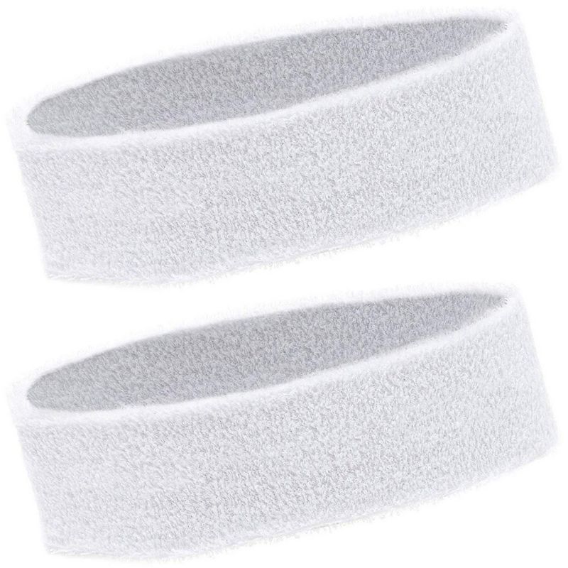 Bright Creations 24 Count Sweat Band Headbands for Men and Women (24 Count), White
