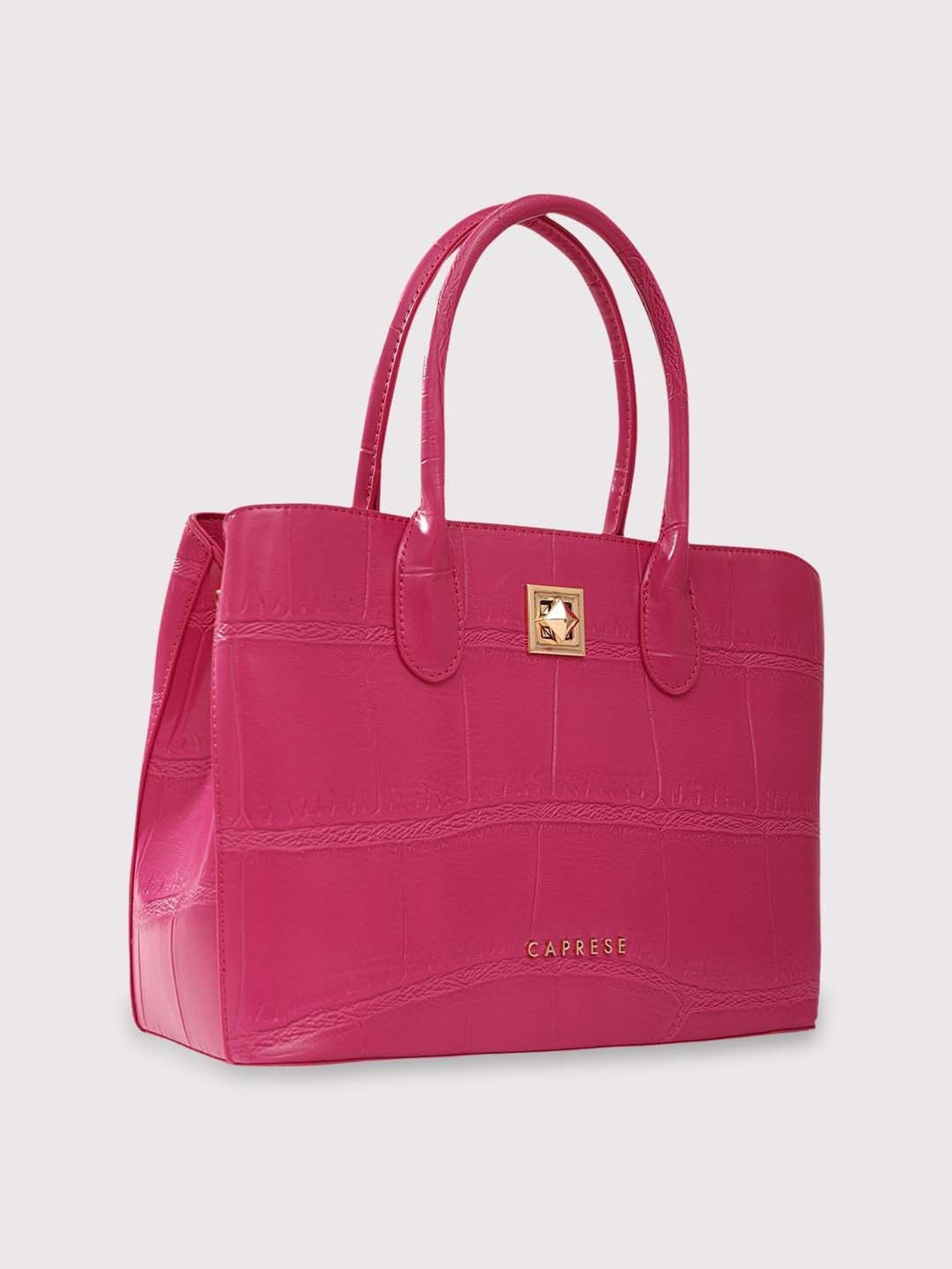 Caprese Mink Satchel Small Fuchsia Women Shoulder Handbag | The Kiara Collection