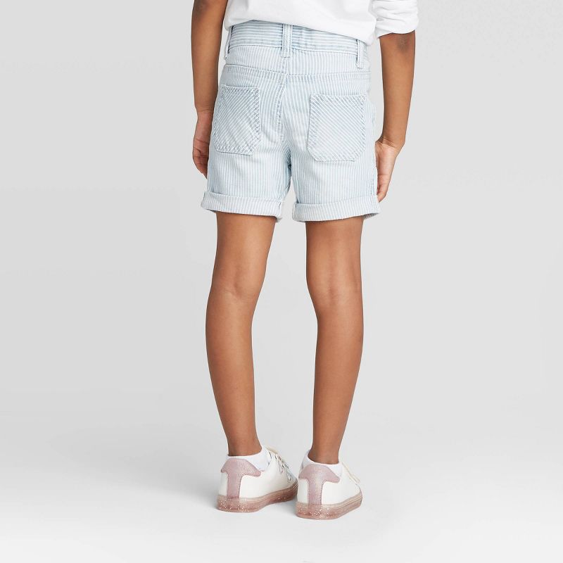 Toddler Girls' Striped Bermuda Jean Shorts - Cat & Jack™ Blue 12M