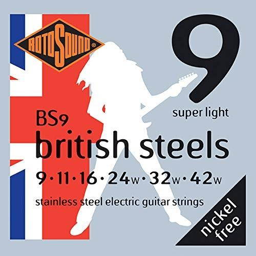 rotosound bs9 british steel electric guitar strings 942