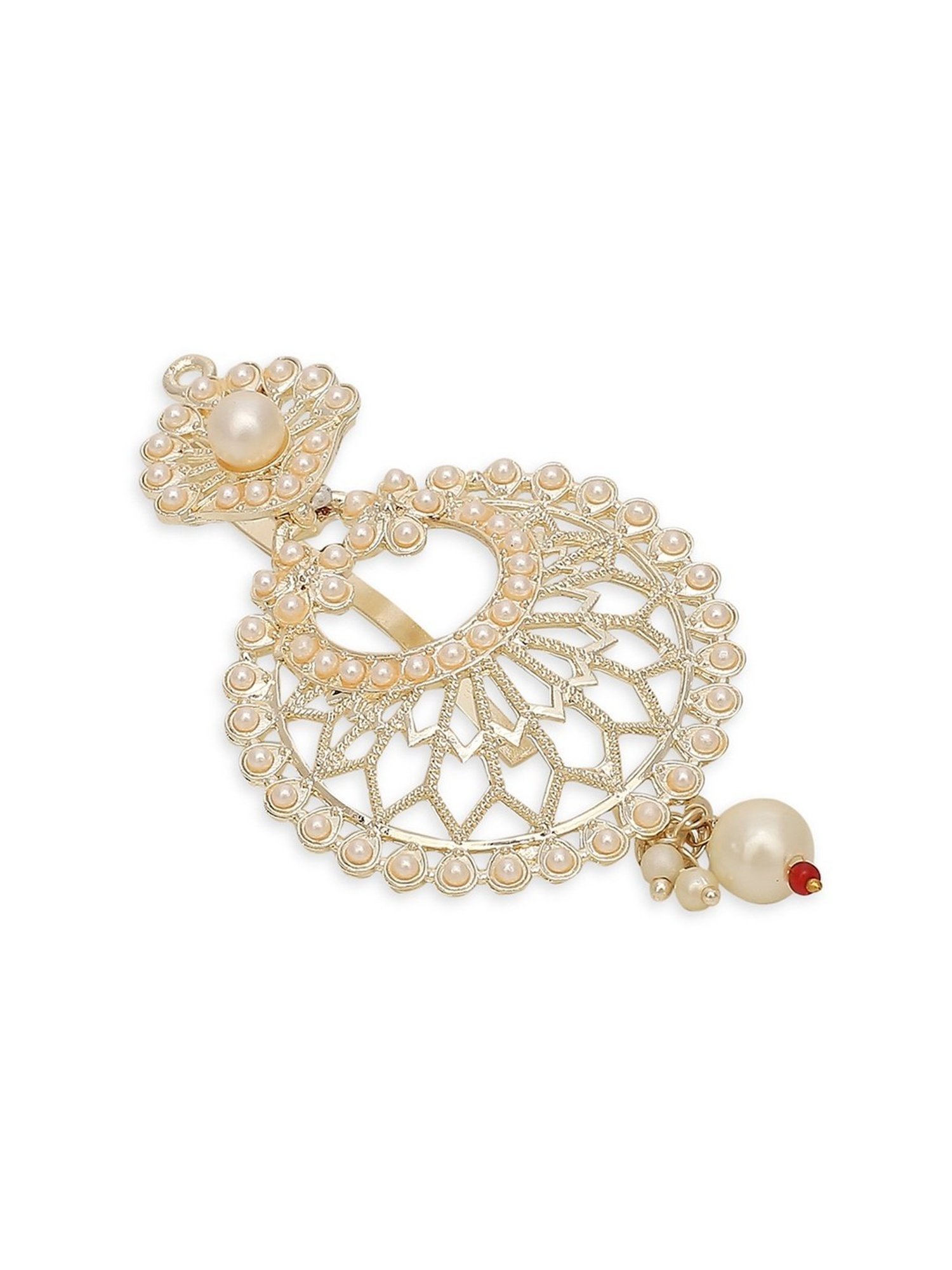 OOMPH Gold Tone Pearls Ethnic Chandbali Style Hair Bun Pin Juda Pin