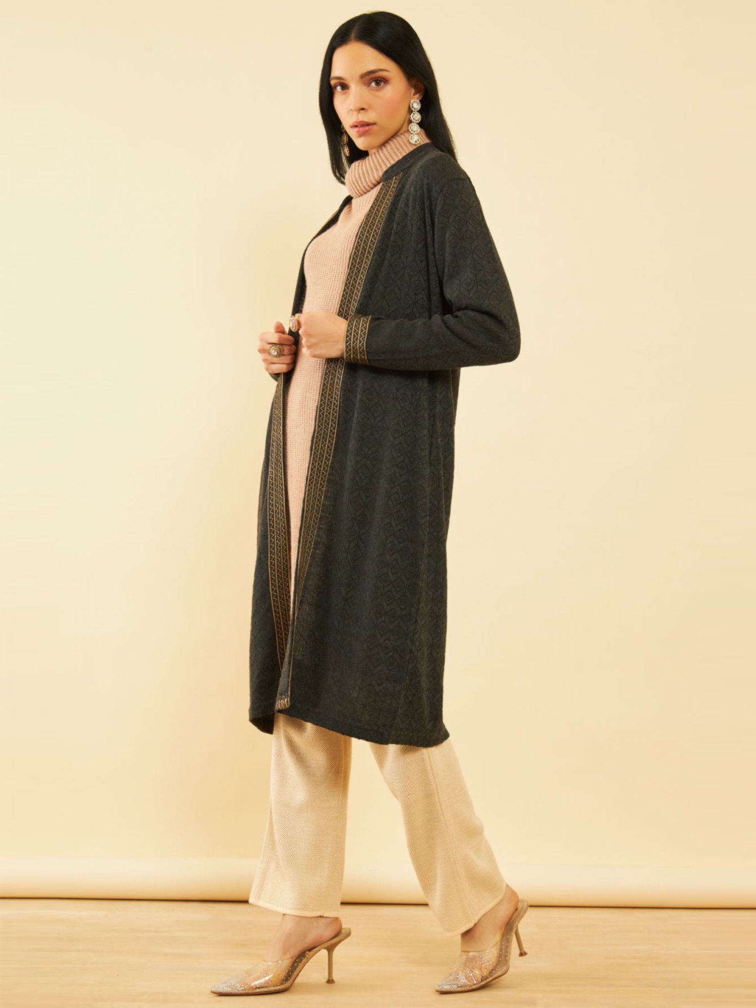 Soch Grey Printed Shrug