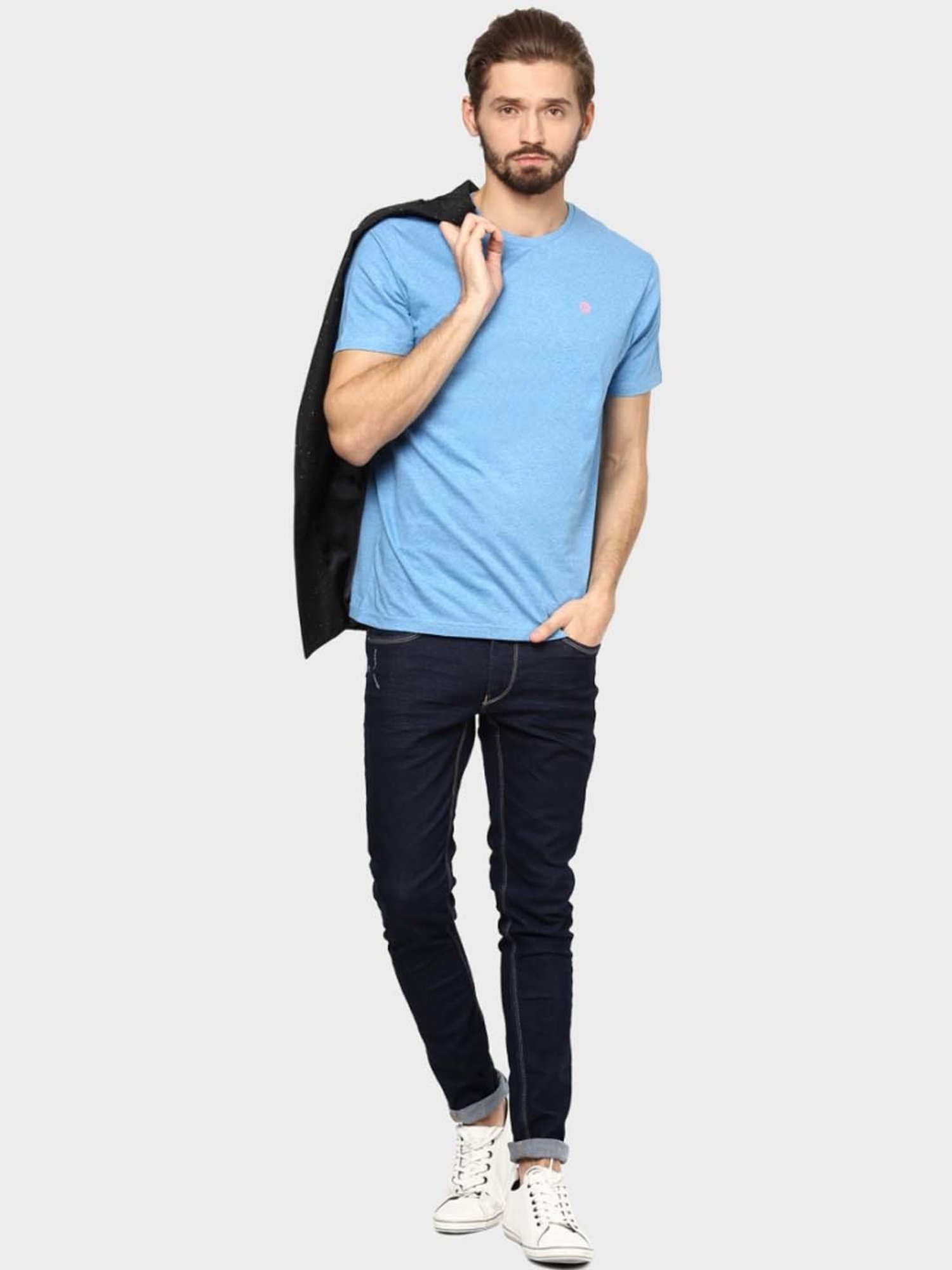BOSSINI Blue Cotton Regular Fit T-Shirt