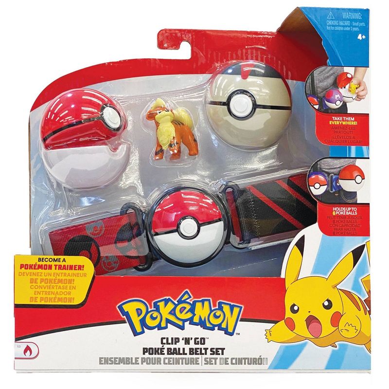 Pokemon Clip 'N Go Poké Ball Belt Set - Timer Ball, Poké Ball, & Growlithe