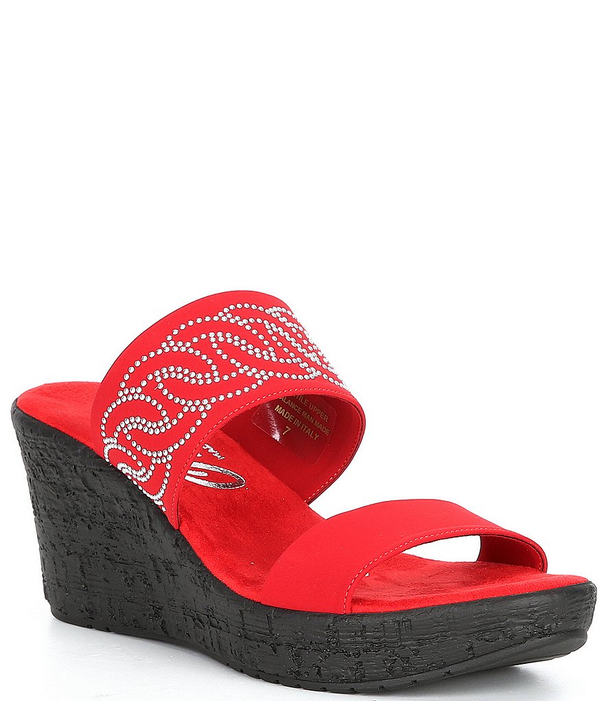 Onex Bernice Embellished Leather Slide-On Wedges