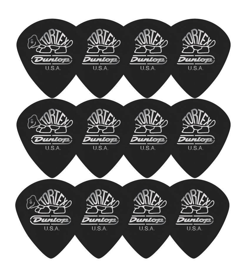 Dunlop Tortex Pitch Black Jazz Guitar Picks 1 Dozen .60mm