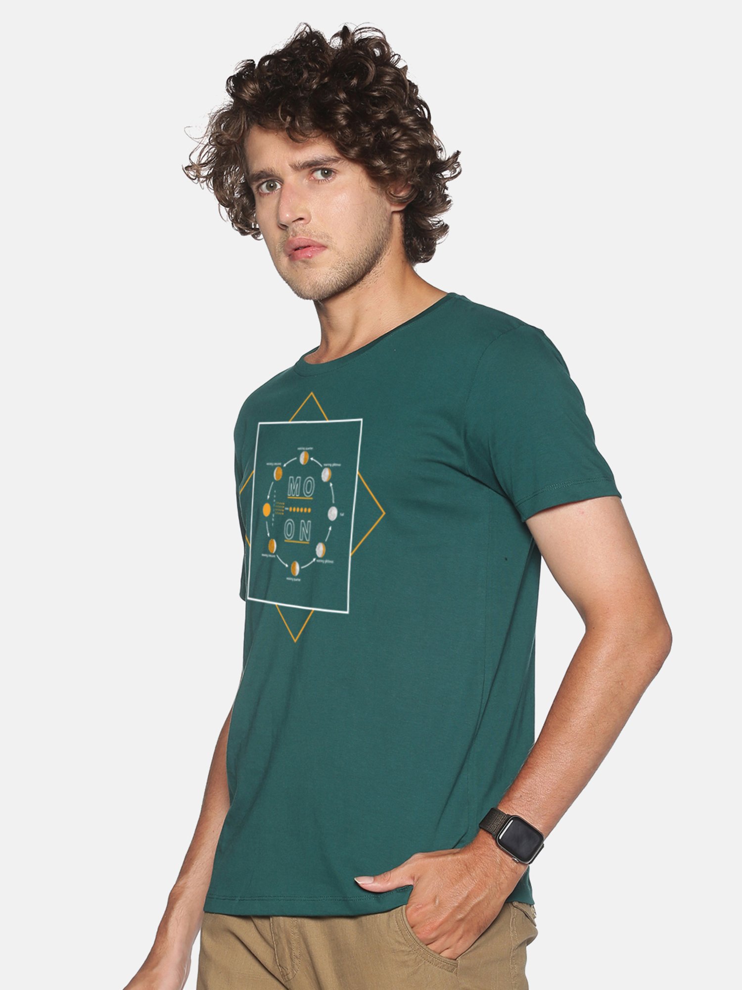 BLACK RADIO Green Slim Fit Printed Crew T-Shirt