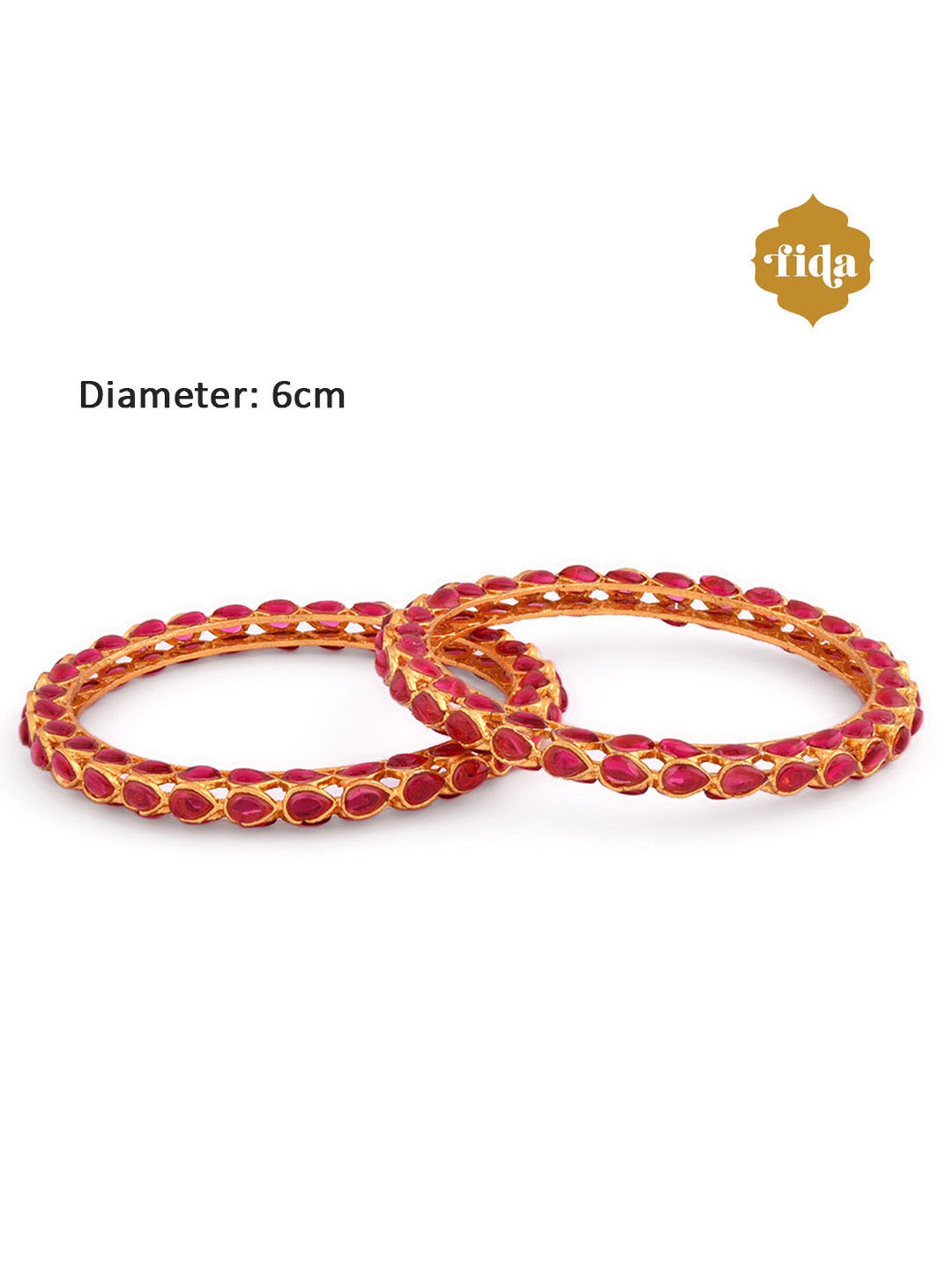 Fida Ruby Gold-Plated Bangles for Women - Set of 2