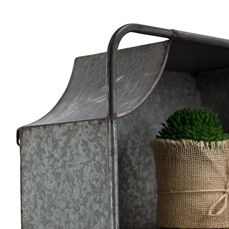 24.5" x 16.7" Decorative Galvanized Metal Wall Shelf Gray - E2 Concepts