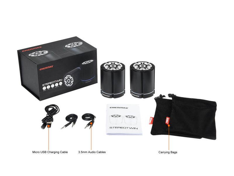 Enermax EAS02S-DBK Stereotwin Wireless LED Speaker with CSR V4.0 Chipset - Black