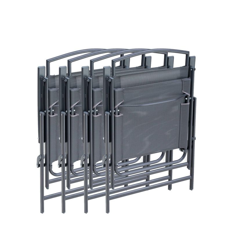 4pc Patio Folding Chairs - Gray - Crestlive Products